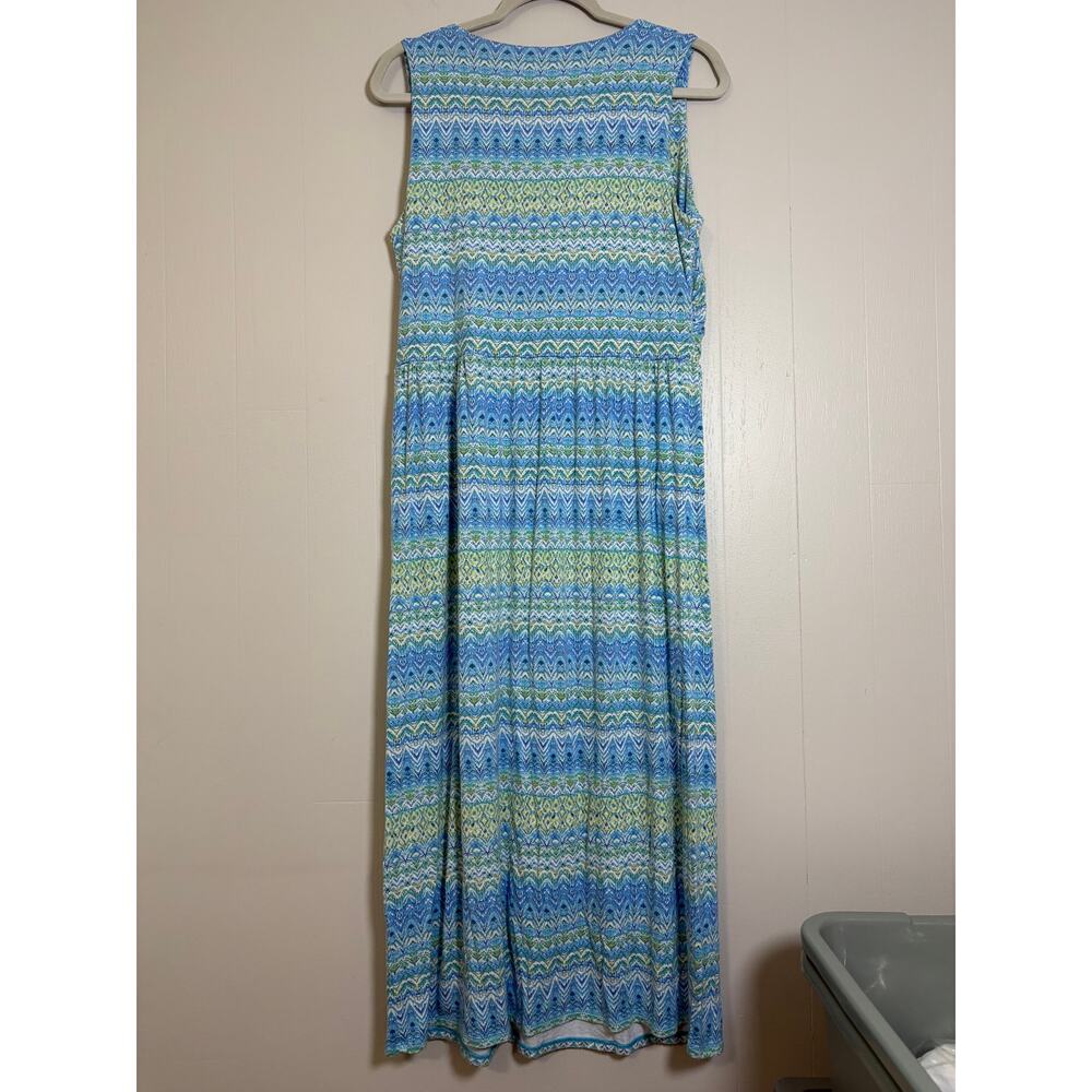 J. Jill Medium Petite Cross Over Faux Wrap Geometric Wave Design Maxi - Picture 7 of 7